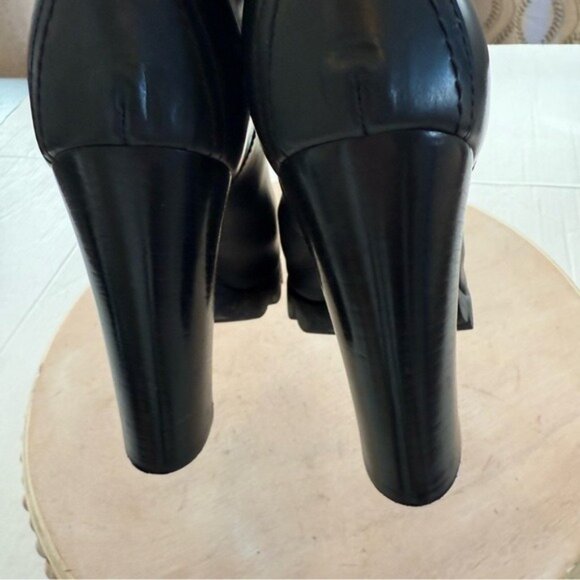 Pollini Leather Boots Matte Black Size 7.5 High Heeled Mid Calf Height EUC - Picture 8 of 12